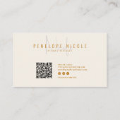 Elegante Boho Cream QR Code Modern Trendy Uniek Visitekaartje (Achterkant)
