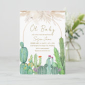 Elegante Boho Desert Cactus Arch Baby shower Kaart (Staand voorkant)