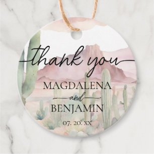 Elegante Boho Desert Landschap Cactus Bruiloft Bedankjes Labels