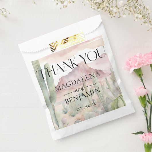 Elegante Boho Desert Landschap Cactus Bruiloft Bedankzakje (Gezegeld)