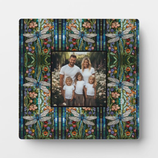 Elegante boho Dragonfly florale vlek glazen foto Fotoplaat (Voorkant)