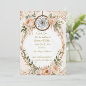 Elegante Boho Dreamcatcher Floral Save the Date Au Feestdagenkaart (Staand voorkant)