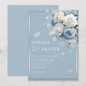 Elegante Boho Dusty Blue Bloemen Elegante bruiloft Kaart (Voorkant / Achterkant)