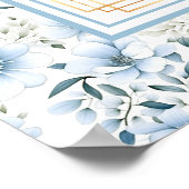 Elegante Boho Dusty Blue Gold Glitter Zitplaatdiag Poster (Hoek)