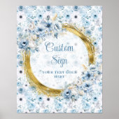 Elegante Boho Dusty Blue Gold Wedding Custom Sign Poster (Voorkant)