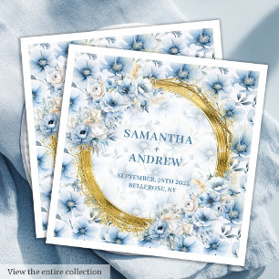 Elegante Boho Dusty Blue Pastel Gold bruiloft serv Servet