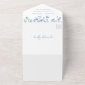 Elegante Boho Dusty Blue Wildflower bruiloft All In One Uitnodiging (Buitenkant)