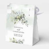 Elegante boho eucalyptus groen gouden bruiloft bedankdoosjes (Achterkant)