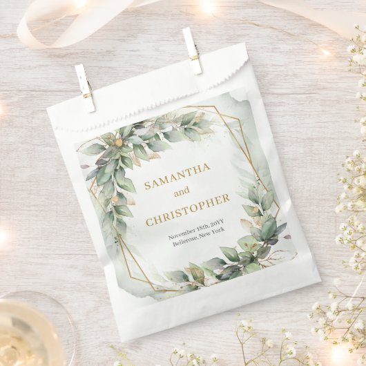 Elegante boho eucalyptus groen gouden bruiloft bedankzakje (Geknipt)