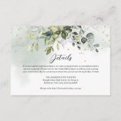 Elegante boho eucalyptus groen gouden details informatiekaartje (Voorkant)