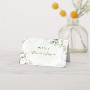 Elegante boho eucalyptus groen gouden lijst plaatskaartje