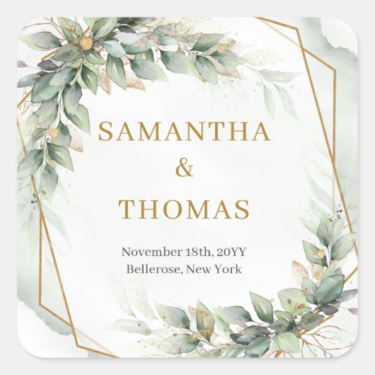 Elegante boho eucalyptus groen gouden Stickers (Voorkant)