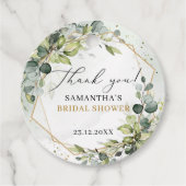 Elegante boho eucalyptus groene bruidsshowers bedankjes labels (Voorkant)