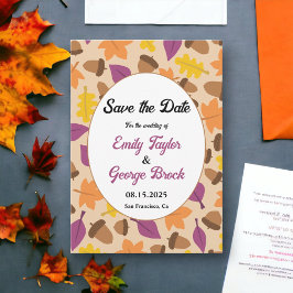 Elegante Boho Fall bladeren herfst bloemenbruiloft Save The Date
