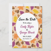 Elegante Boho Fall bladeren herfst bloemenbruiloft Save The Date (Voorkant)