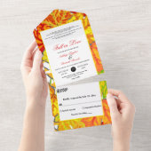 Elegante Boho Fall laat land bloemenbruiloft All In One Uitnodiging (Afscheurbaar)