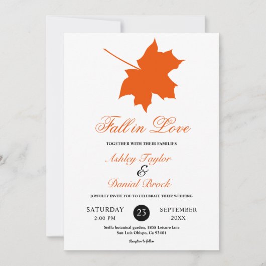 Elegante Boho Fall laat rustieke bloemenbruiloft Kaart (Voorkant)