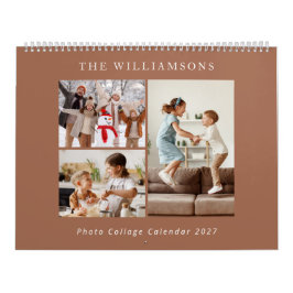 Elegante Boho Familie Fotocollage Agenda Kalender