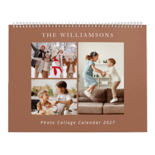 Elegante Boho Familie Fotocollage Agenda Kalender
