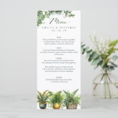 Elegante Boho Fern Eucalyptus Groen Bruiloft Menu (Staand voorkant)