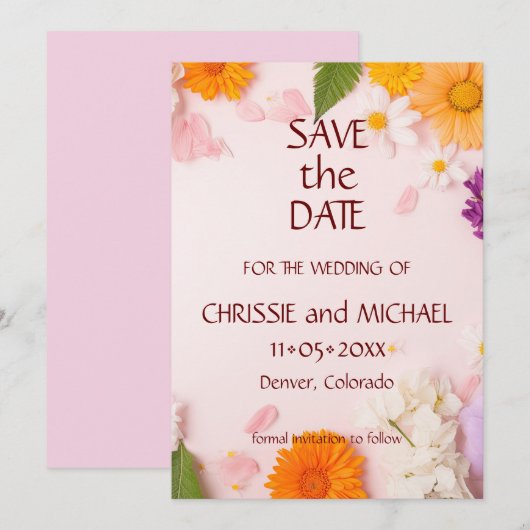 Elegante Boho Floral #3 Save The Date (Voorkant / Achterkant)