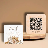 Elegante Boho Floral Accent QR Code Trouwdetails Informatiekaartje