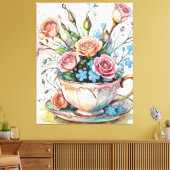 Elegante Boho Floral Art gestrekte canvas print (Insitu (Woonkamer))