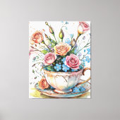 Elegante Boho Floral Art gestrekte canvas print (Voorkant)