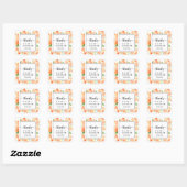 Elegante Boho Floral Bedankt bruiloft Vierkante Sticker (Vel)