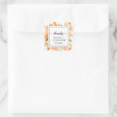 Elegante Boho Floral Bedankt bruiloft Vierkante Sticker (Tas)