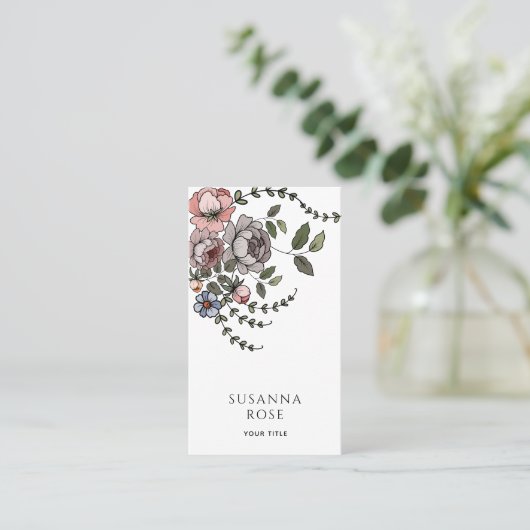 Elegante Boho Floral Botanical Professional Visitekaartje (Staand voorkant)