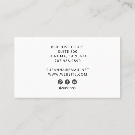 Elegante Boho Floral Botanical Professional Visitekaartje (Achterkant)