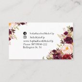 Elegante Boho Floral Bourgogne Peony Blush Visitekaartje (Achterkant)