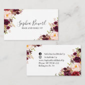 Elegante Boho Floral Bourgogne Peony Blush Visitekaartje (Voorkant / Achterkant)