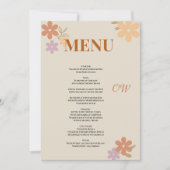 Elegante Boho Floral bruiloft menu uitnodiging (Voorkant)
