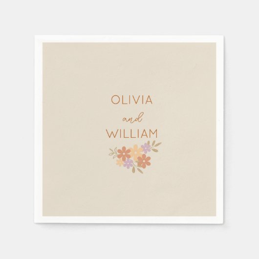 Elegante Boho Floral bruiloft servetten (Voorkant)