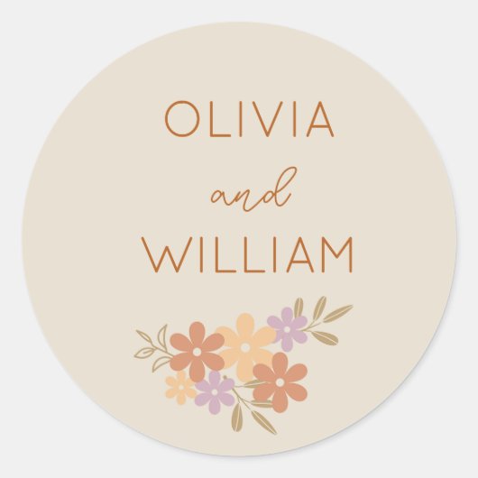 Elegante Boho Floral bruiloft sticker (Voorkant)