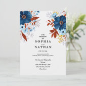 Elegante Boho Floral bruiloft uitnodiging op maat (Staand voorkant)
