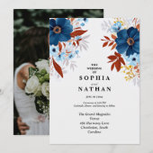 Elegante Boho Floral bruiloft uitnodiging op maat (Voorkant / Achterkant)