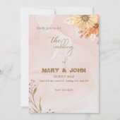 Elegante boho floral chique bruiloft uitnodiging (Voorkant)