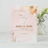 Elegante boho floral chique bruiloft uitnodiging (Staand voorkant)