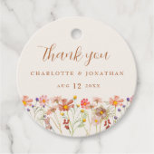 Elegante Boho Floral Fall Wedding Dank u Bedankjes Labels (Voorkant)