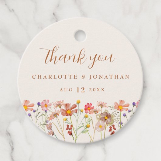 Elegante Boho Floral Fall Wedding Dank u Bedankjes Labels (Voorkant)