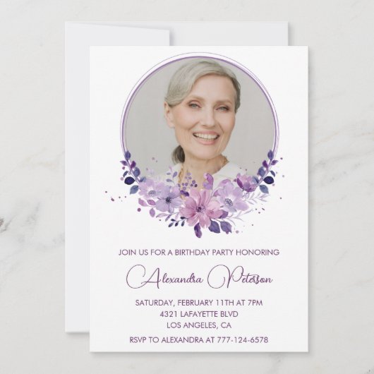 Elegante Boho Floral Foto 83ste verjaardag Kaart (Voorkant)