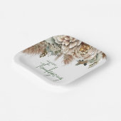 Elegante Boho Floral Happy Thanksgiving Papieren Bordje (Gebogen)