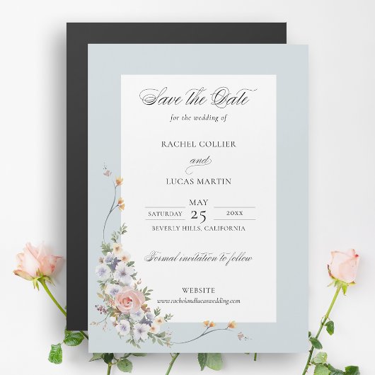 Elegante Boho Floral Kalligrafie Save the Date Magnetische Uitnodiging