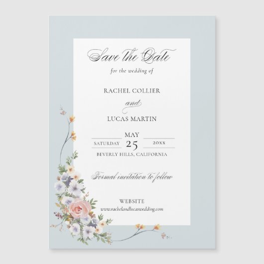 Elegante Boho Floral Kalligrafie Save the Date Magnetische Uitnodiging (Voorkant)