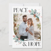 Elegante Boho Floral Peace & Hope Kerstmis Feestdagenkaart (Voorkant)