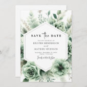 Elegante Boho Floral Sage Green bruiloft Save The Date (Voorkant / Achterkant)