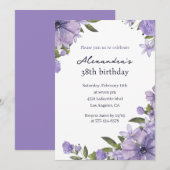 Elegante Boho Floral Waterverf 38ste verjaardag Kaart (Voorkant / Achterkant)